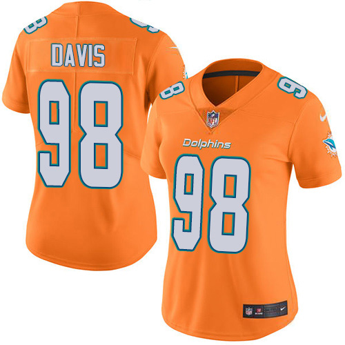 Nike Miami Dolphins #98 Raekwon Davis Orange Women Stitched NFL Limited Rush Jersey->women nfl jersey->Women Jersey
